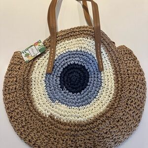 Evil Eye Crochet Tote Bag NWT